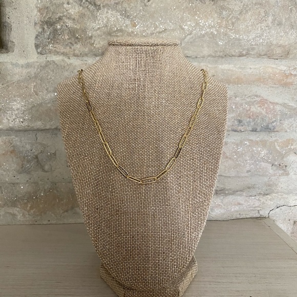 14K Gold Plated Large Paperclip Chain Necklace - Picture 4 of 7